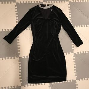 Karl Lagerfeld black velvet pearl mini dress